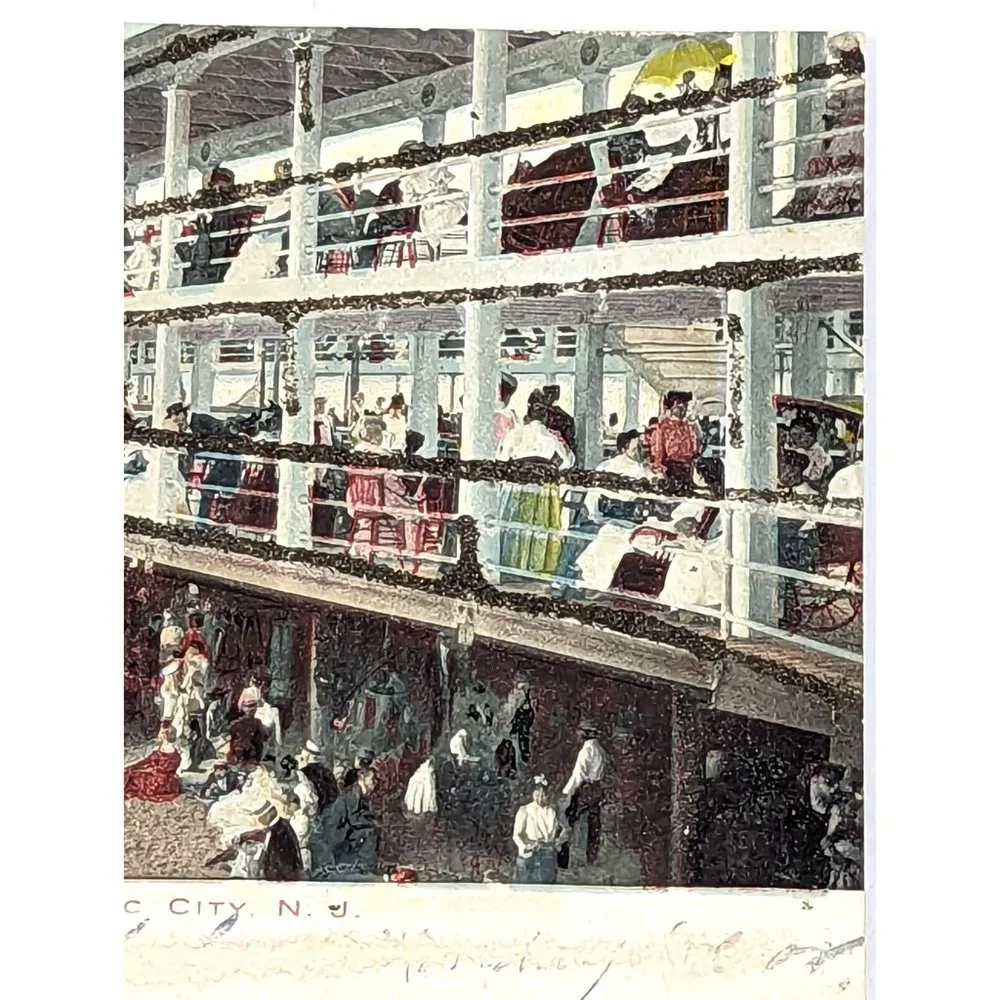Vintage Postcard Illustrated The Steel Pier Atlantic‎ City New Jersey NJ 1900s